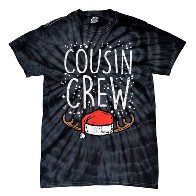 Cousin Crew Santa Hat Reindeer Christmas Family Pajamas PJ Tie-Dye T-Shirt