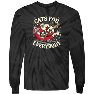 Christmas Cat Santa Cat Lover Christmas Cats For Everybody Tie-Dye Long Sleeve Shirt