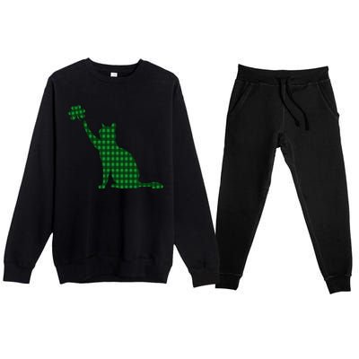 Cute Cat St Patricks Day Clover Lucky Cat Mom Shamrock Cat Premium Crewneck Sweatsuit Set