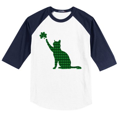 Cute Cat St Patricks Day Clover Lucky Cat Mom Shamrock Cat Baseball Sleeve Shirt