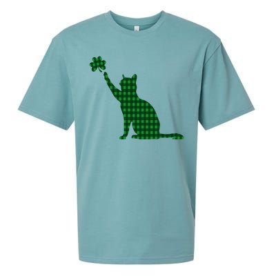 Cute Cat St Patricks Day Clover Lucky Cat Mom Shamrock Cat Sueded Cloud Jersey T-Shirt