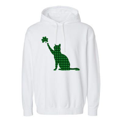 Cute Cat St Patricks Day Clover Lucky Cat Mom Shamrock Cat Garment-Dyed Fleece Hoodie