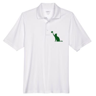 Cute Cat St Patricks Day Clover Lucky Cat Mom Shamrock Cat Men's Origin Performance Piqué Polo