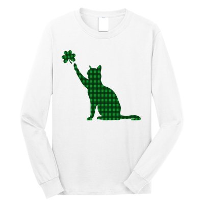 Cute Cat St Patricks Day Clover Lucky Cat Mom Shamrock Cat Long Sleeve Shirt