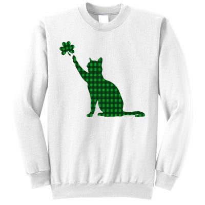 Cute Cat St Patricks Day Clover Lucky Cat Mom Shamrock Cat Sweatshirt