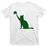 Cute Cat St Patricks Day Clover Lucky Cat Mom Shamrock Cat T-Shirt