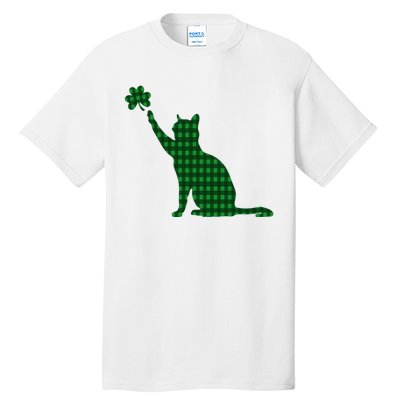 Cute Cat St Patricks Day Clover Lucky Cat Mom Shamrock Cat Tall T-Shirt