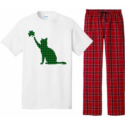 Cute Cat St Patricks Day Clover Lucky Cat Mom Shamrock Cat Pajama Set