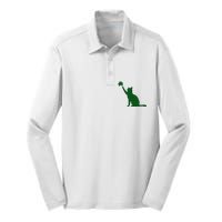 Cute Cat St Patricks Day Clover Lucky Cat Mom Shamrock Cat Silk Touch Performance Long Sleeve Polo