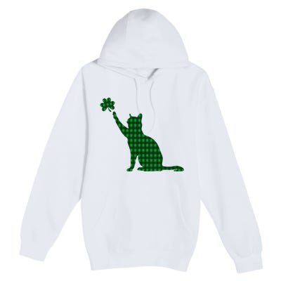 Cute Cat St Patricks Day Clover Lucky Cat Mom Shamrock Cat Premium Pullover Hoodie