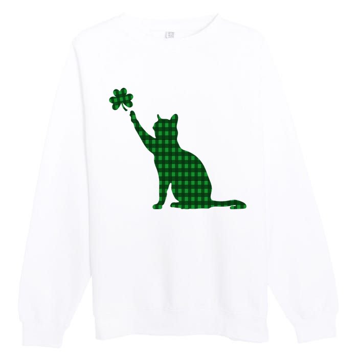 Cute Cat St Patricks Day Clover Lucky Cat Mom Shamrock Cat Premium Crewneck Sweatshirt