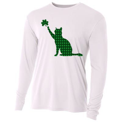 Cute Cat St Patricks Day Clover Lucky Cat Mom Shamrock Cat Cooling Performance Long Sleeve Crew