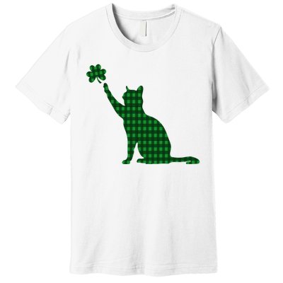 Cute Cat St Patricks Day Clover Lucky Cat Mom Shamrock Cat Premium T-Shirt