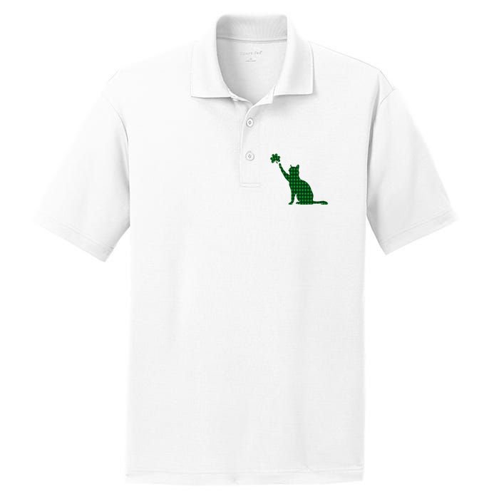 Cute Cat St Patricks Day Clover Lucky Cat Mom Shamrock Cat PosiCharge RacerMesh Polo