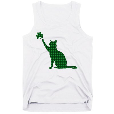 Cute Cat St Patricks Day Clover Lucky Cat Mom Shamrock Cat Tank Top