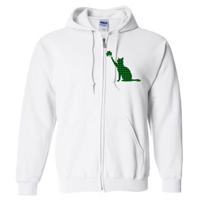 Cute Cat St Patricks Day Clover Lucky Cat Mom Shamrock Cat Full Zip Hoodie