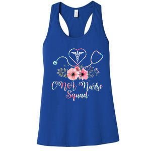 Cute Cna Squad Costume Stethoscope Floral Gift Nursing Gift Women's Racerback Tank