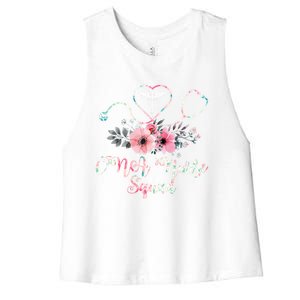 Cute Cna Squad Costume Stethoscope Floral Gift Nursing Gift Women's Racerback Cropped Tank