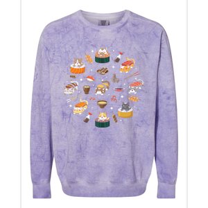 Cute Cat Sushi Roll Funny Japanese Rice Art Chef Cook Kitty Cute Gift Colorblast Crewneck Sweatshirt