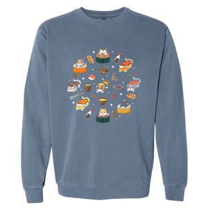 Cute Cat Sushi Roll Funny Japanese Rice Art Chef Cook Kitty Cute Gift Garment-Dyed Sweatshirt