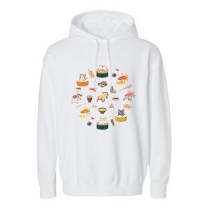 Cute Cat Sushi Roll Funny Japanese Rice Art Chef Cook Kitty Cute Gift Garment-Dyed Fleece Hoodie