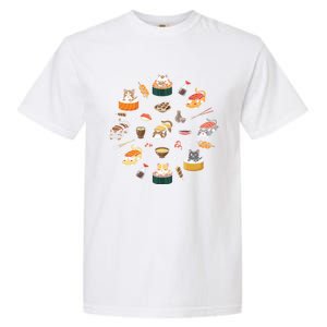 Cute Cat Sushi Roll Funny Japanese Rice Art Chef Cook Kitty Cute Gift Garment-Dyed Heavyweight T-Shirt