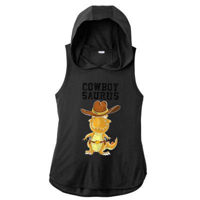 Cool Cow Saurus Funny Western Rodeo Dinosaur Lover Gift Ladies PosiCharge Tri-Blend Wicking Draft Hoodie Tank