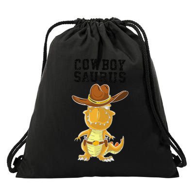 Cool Cow Saurus Funny Western Rodeo Dinosaur Lover Gift Drawstring Bag