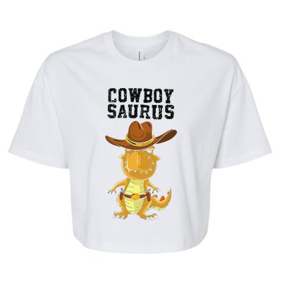 Cool Cow Saurus Funny Western Rodeo Dinosaur Lover Gift Bella+Canvas Jersey Crop Tee