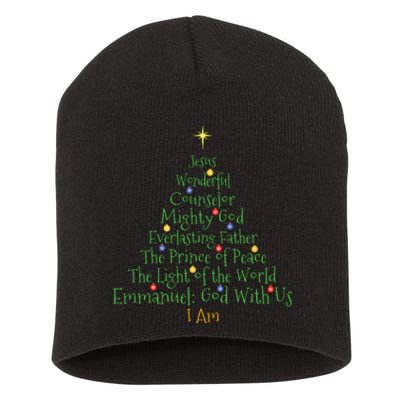 Christian Christmas Shirts Bible Names Of Jesus Tree Shaped Short Acrylic Beanie