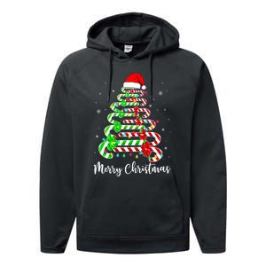 Candy Cane Santa Hat Funny Xmas Tree Merry Christmas YAll Performance Fleece Hoodie