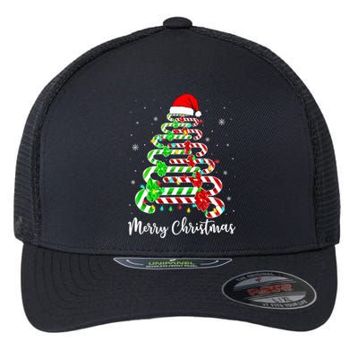 Candy Cane Santa Hat Funny Xmas Tree Merry Christmas YAll Flexfit Unipanel Trucker Cap