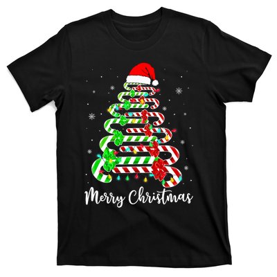 Candy Cane Santa Hat Funny Xmas Tree Merry Christmas YAll T-Shirt