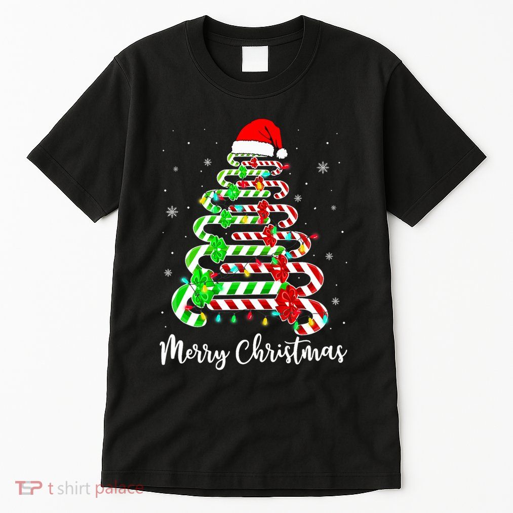 Candy Cane Santa Hat Funny Xmas Tree Merry Christmas YAll Tall T-Shirt