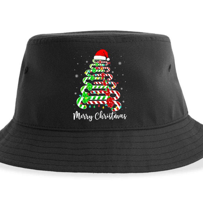 Candy Cane Santa Hat Funny Xmas Tree Merry Christmas YAll Sustainable Bucket Hat