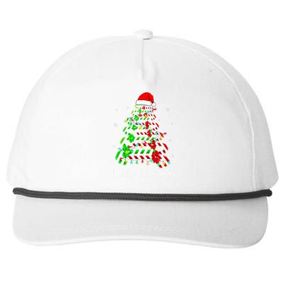 Candy Cane Santa Hat Funny Xmas Tree Merry Christmas YAll Snapback Five-Panel Rope Hat