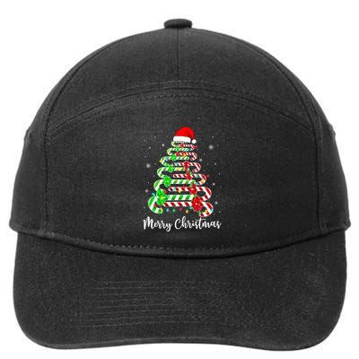 Candy Cane Santa Hat Funny Xmas Tree Merry Christmas YAll 7-Panel Snapback Hat