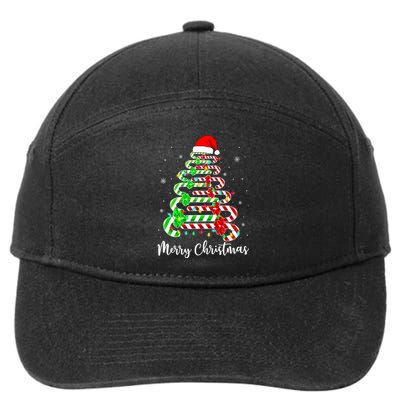 Candy Cane Santa Hat Funny Xmas Tree Merry Christmas YAll 7-Panel Snapback Hat