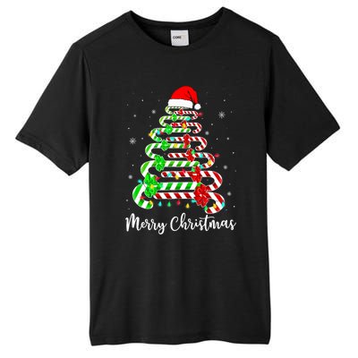 Candy Cane Santa Hat Funny Xmas Tree Merry Christmas YAll Tall Fusion ChromaSoft Performance T-Shirt