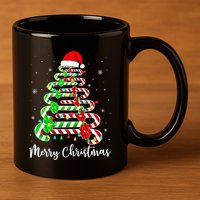 Candy Cane Santa Hat Funny Xmas Tree Merry Christmas YAll 11oz C Handle Ceramic Mug