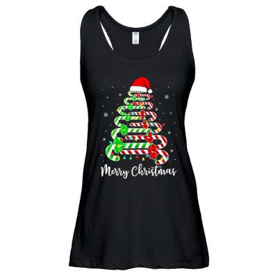 Candy Cane Santa Hat Funny Xmas Tree Merry Christmas YAll Ladies Essential Flowy Tank