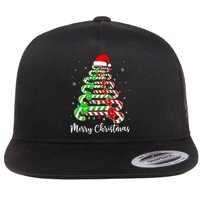 Candy Cane Santa Hat Funny Xmas Tree Merry Christmas YAll Flat Bill Trucker Hat