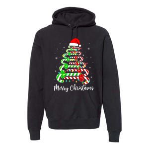 Candy Cane Santa Hat Funny Xmas Tree Merry Christmas YAll Premium Hoodie