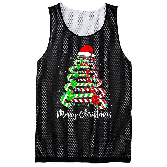 Candy Cane Santa Hat Funny Xmas Tree Merry Christmas YAll Mesh Reversible Basketball Jersey Tank