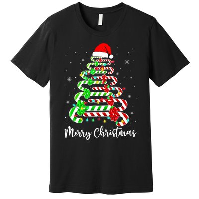 Candy Cane Santa Hat Funny Xmas Tree Merry Christmas YAll Premium T-Shirt