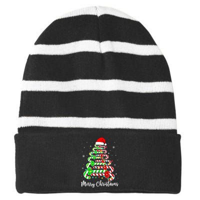 Candy Cane Santa Hat Funny Xmas Tree Merry Christmas YAll Striped Beanie with Solid Band