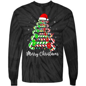 Candy Cane Santa Hat Funny Xmas Tree Merry Christmas YAll Tie-Dye Long Sleeve Shirt