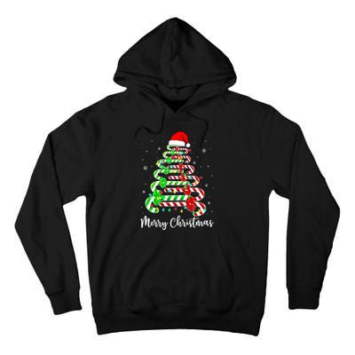 Candy Cane Santa Hat Funny Xmas Tree Merry Christmas YAll Tall Hoodie