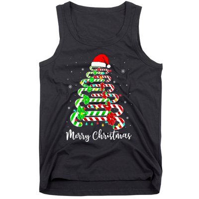 Candy Cane Santa Hat Funny Xmas Tree Merry Christmas YAll Tank Top