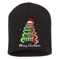 Candy Cane Santa Hat Funny Xmas Tree Merry Christmas YAll Short Acrylic Beanie